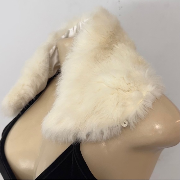 Vintage‎ Genuine Fox Fur Winter White Ivory Soft Dress Jacket Collar Wedding - Picture 3 of 16